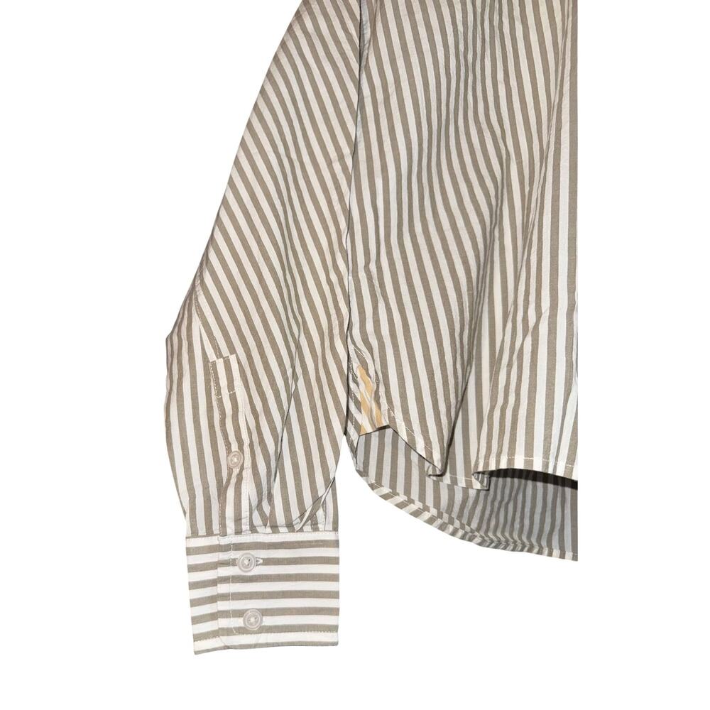 Madewell Flap Pocket Crop Button Up Shirt Poplin Lagoon Women's Small Striped - Picture 4 of 8